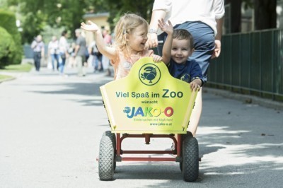 Kinder im Bollerwagen