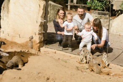 Familie vor Erdmännchenanlage