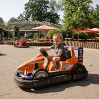 Junge fährt Go-Card am Känguru-Stop