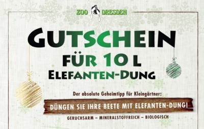 Ansicht eines Gutscheines für Elefanten-Dung