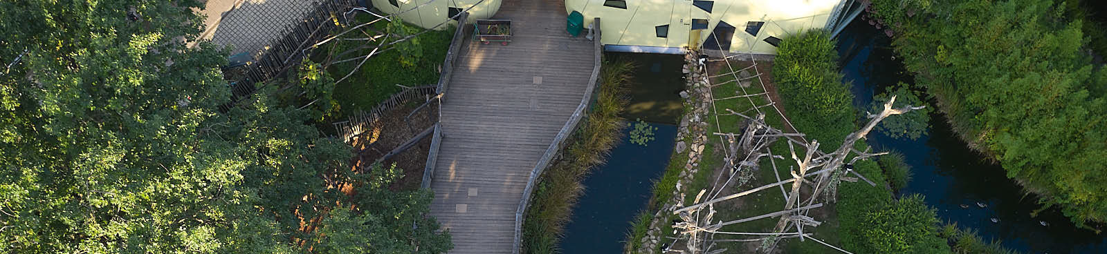 Drone image of the outdoor enclosures at the Prof. Brandes House.