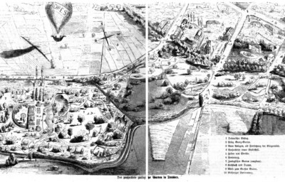 Das Zoogelände vor Baubeginn 1860 (Urheber: MDZ München (Teil 2), Gemeinfrei, https://commons.wikimedia.org/w/index.php?curid=25362610) Das Zoogelände vor Baubeginn 1860