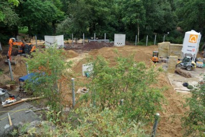 Überblick über die Baustelle der Elefantenaußenanlage