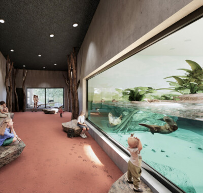 Visualsierunge Orang-Utan-Haus Blick ins Ottergehege
