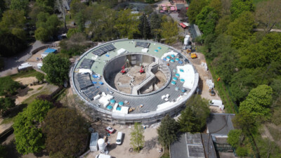 Baustelle Orang-Utan-Haus aus der Vogelperspektive